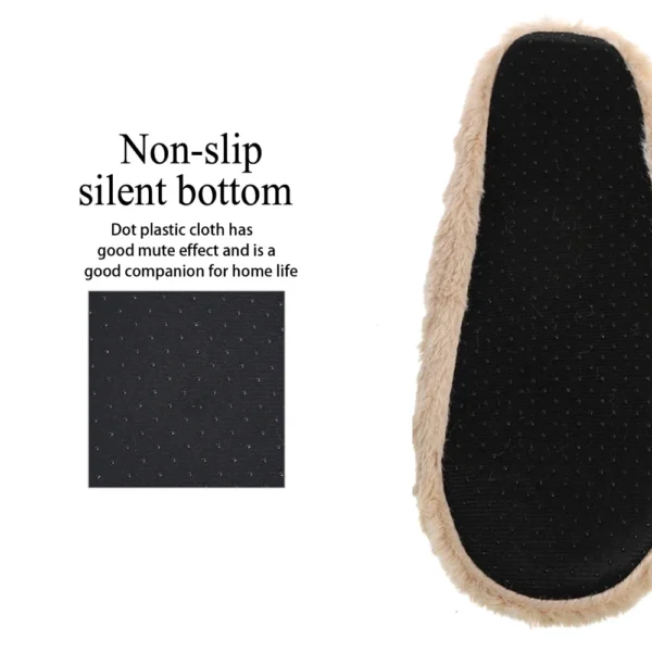 Home Fuzzy Slipper Women Winter Fur Contton Warm Plush Non Slip Grip Indoor Fluffy Lazy Female Mouse Ears Floor Shoe Living room - Image 6