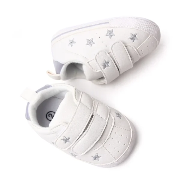 Meckior Spring and Autumn Baby Shoes Non-slip Soft Rubber Soled Toddler Shoes Cute Embroidered Love Stars Casual Shoes - Image 4