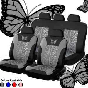 General Car Seat Cover Set Universal ButterflyPattern Embroidery Car Seat Cover Full Set Interior Accessories Auto Seat Cover