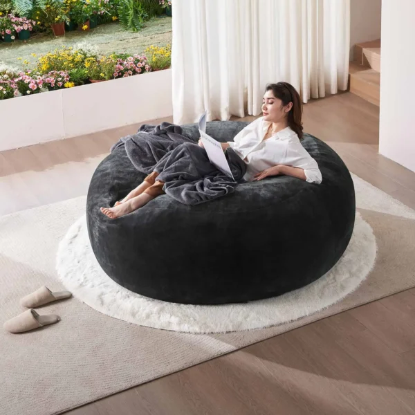 Bean Bag Chair Memory Foam Filled Large Chairs for Adults and Teens Soft Sofa with Cover Round Couch for Living Room Bedroom - Image 6