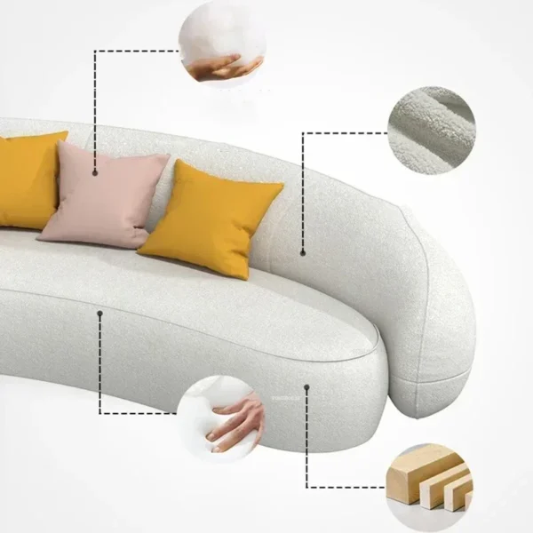 Curved Living Room Sofas Living Room Furniture Cream Style Beauty Salon Sofa Clothing Store Rest Area Reception SofaN - Image 5