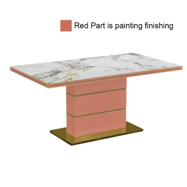 Hanyee White Luxury Marble Dining Table Set 6 Chairs Sintered Stone Top with Gold Stainless Steel Base for Dining Room Furniture - Image 5
