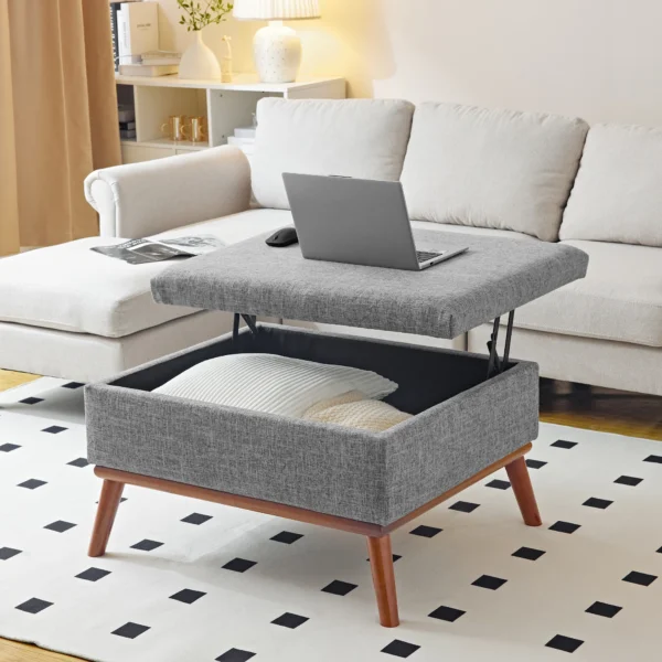 Redlife Large Storage Ottoman , 31.4 inch Lift Top Large Coffee Table with High-density Foam Wood Legs for Living Room & Bedroom - Image 2