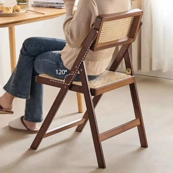 Stackable Dining Chairs Wood Folding Dining Room Chair Woven Seat Kitchen Balcony Furniture Sillas Para Comedor Patio Chair - Image 3