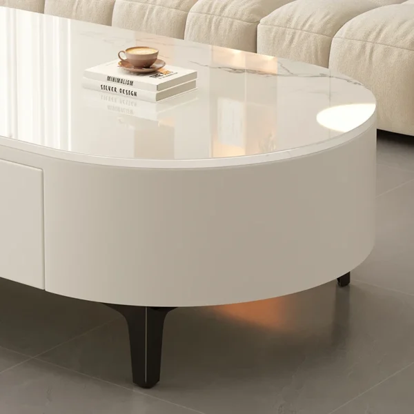 Modern Simple Coffee Table Living Room Floor Cheap Oval Organizer Side Table Funky Necklace Relaxing Couchtisch Trendy Furniture - Image 2