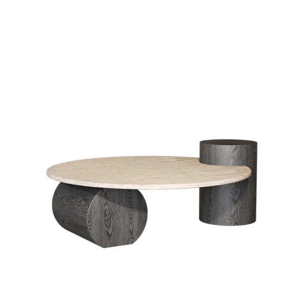 Stone Italian Side Table Nordic Natural Travertine Unique Wood Coffee Table Round Stone Designer Stolik Kawowy Home Furniture - Image 6