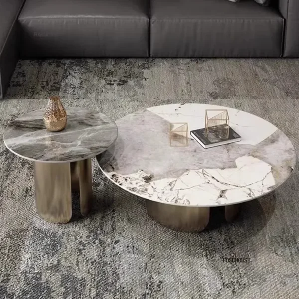 Hall Designer Decorative Coffee Table European Marble Pattern Coffee Tables Light Luxury Home Furniture High-end Side Table - Image 3