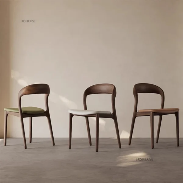 Nordic Solid Wood Dining Chairs Home Antique Style Backrest Chair High-end Designer Hotel Restaurant Chairs Leisure Study Chair - Image 4