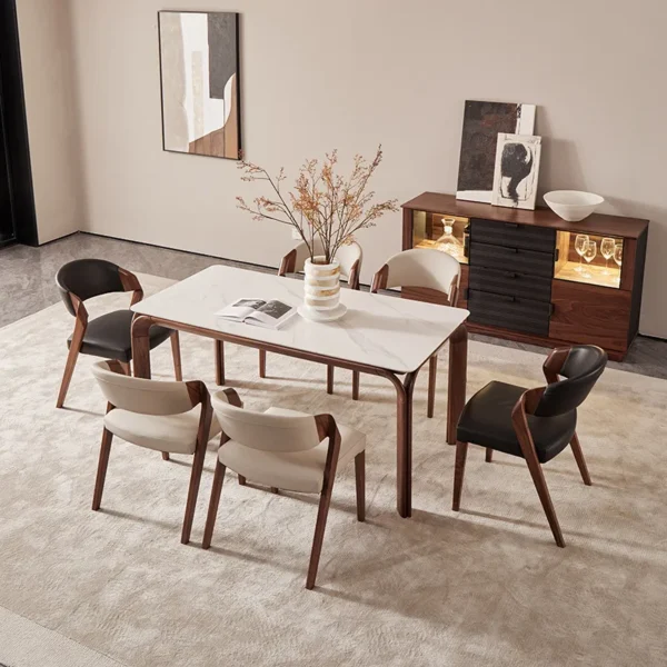 Nordic High-end Light Luxury Ash Wood Dining Chair Wabi-sabi Style Chair Designer Structure Armchair Restaurant Backrest Chair - Image 4