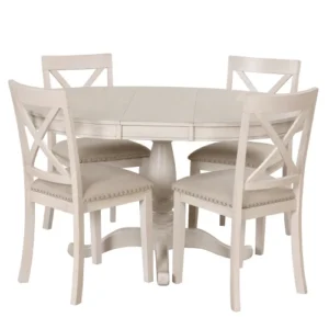 Modern Dining Table Set for 4,Round Table and 4 Kitchen Room Chairs,5 Piece Kitchen Table Set for Dining Room,Dinette,Breakfast