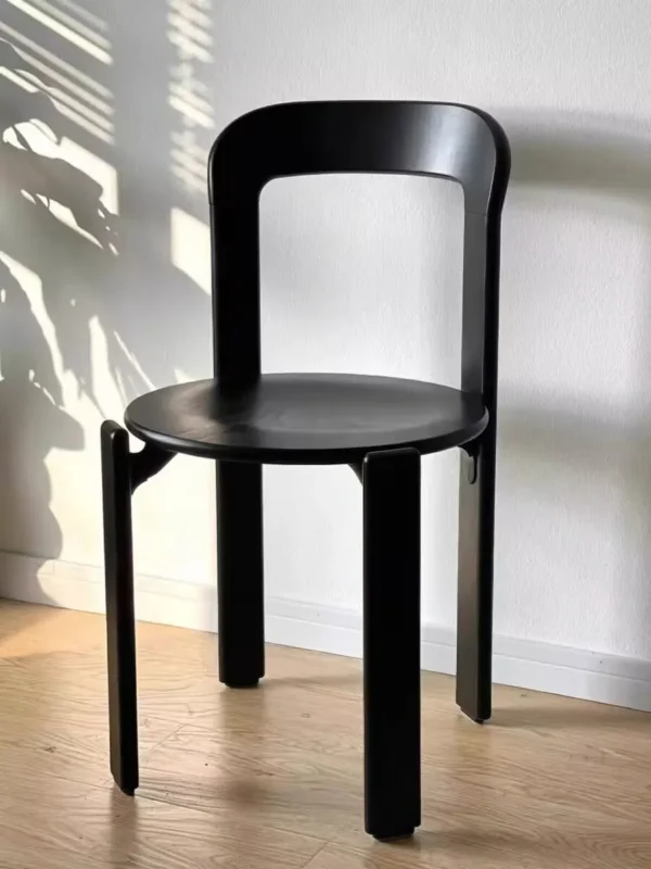 Solid Wood Dining Chairs Nordic Rey Beech Living Room Chairs Stackable Vintage Curved Backrest Swiss Chair Shoes Changing Stool - Image 5