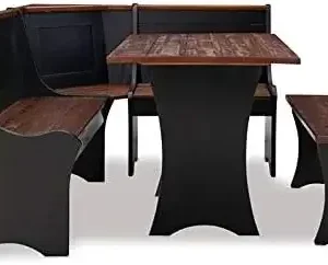 Fashion Nordic solid wood black 3 Piece Conversation Indoor Kitchen Corner Breakfast Dining Set dinning room table and chairs