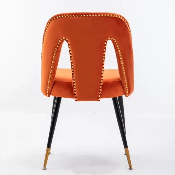 Dining Chairs Set of 2, Modern Velvet Tufted Upholstered Accent Chair with Nailhead Trim and Gold Tips & Black Metal Legs - Image 6