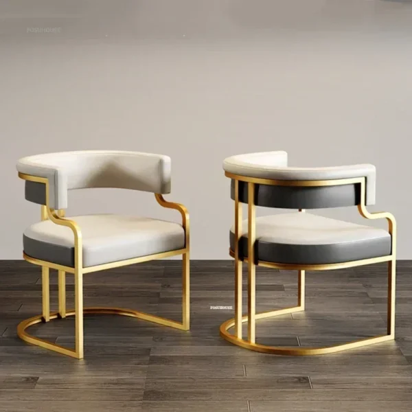 Italian golden Dining Chairs wrought Iron Backrest Armchair Kitchen Modern Dining Room Furniture Home Bedroom Salon Makeup Chair - Image 4