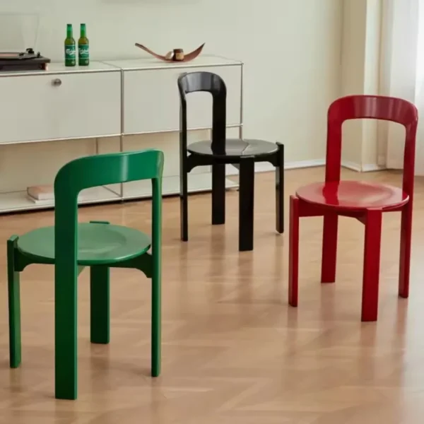Solid Wood Dining Chairs Nordic Rey Beech Living Room Chairs Stackable Vintage Curved Backrest Swiss Chair Shoes Changing Stool - Image 3