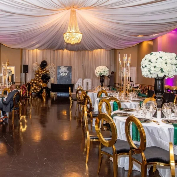 chair/table）Party Dining Furniture White Glass Gold Leg Stainless Steel Wedding Oval Banquet Tables chair - Image 5