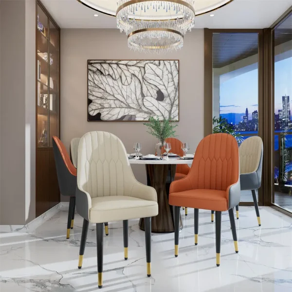 LUVODI PU Leather Dining Chairs with Arms Modern Kitchen Dining Room Chairs with Metal Legs for Hotels,Restaurants,Apartments - Image 2