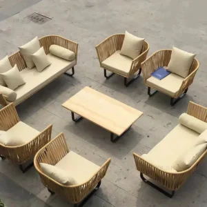 Living Room Balcony Leisure Sofa Outdoor Courtyard Home Furniture Back Armchair Sunscreen Waterproof Homestay Rattan Chair