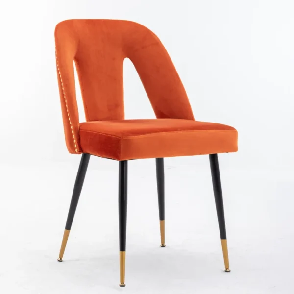 Dining Chairs Set of 2, Modern Velvet Tufted Upholstered Accent Chair with Nailhead Trim and Gold Tips & Black Metal Legs - Image 3