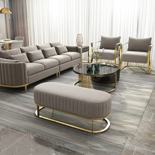 Luxury Sofa Living Room Furniture Curved Dresser Home Lounge Sofa Sets Italian Modern Fabric Velvet Sofa Set Furniture - Image 3