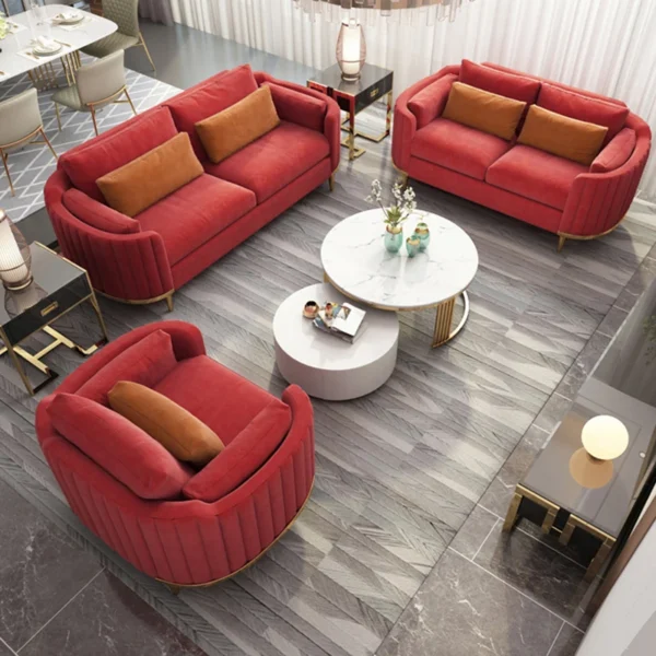 Luxury Sofa Living Room Furniture Curved Dresser Home Lounge Sofa Sets Italian Modern Fabric Velvet Sofa Set Furniture - Image 5