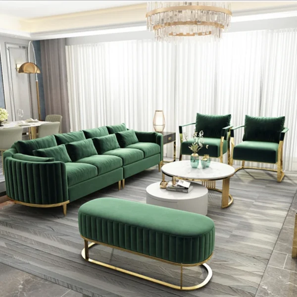 Luxury Sofa Living Room Furniture Curved Dresser Home Lounge Sofa Sets Italian Modern Fabric Velvet Sofa Set Furniture - Image 4