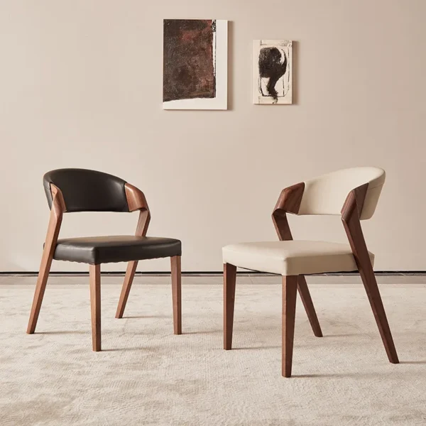 Nordic High-end Light Luxury Ash Wood Dining Chair Wabi-sabi Style Chair Designer Structure Armchair Restaurant Backrest Chair
