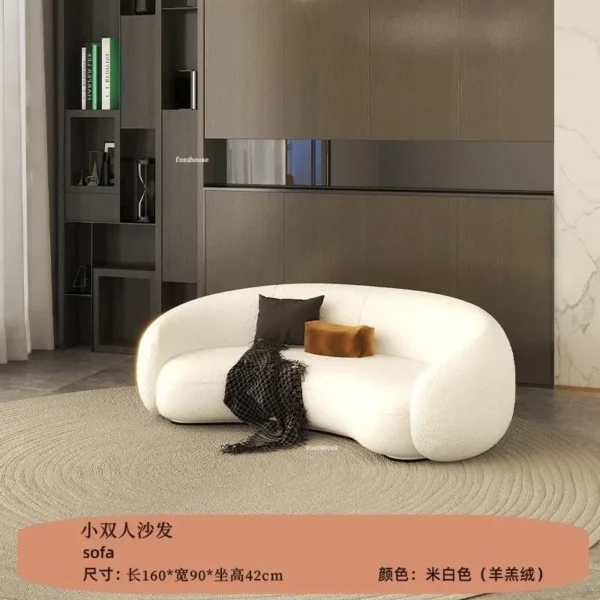 Curved Living Room Sofas Living Room Furniture Cream Style Beauty Salon Sofa Clothing Store Rest Area Reception SofaN - Image 4