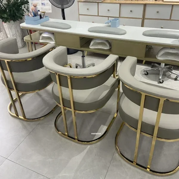 Italian golden Dining Chairs wrought Iron Backrest Armchair Kitchen Modern Dining Room Furniture Home Bedroom Salon Makeup Chair - Image 5