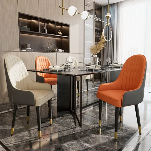 LUVODI PU Leather Dining Chairs with Arms Modern Kitchen Dining Room Chairs with Metal Legs for Hotels,Restaurants,Apartments - Image 3