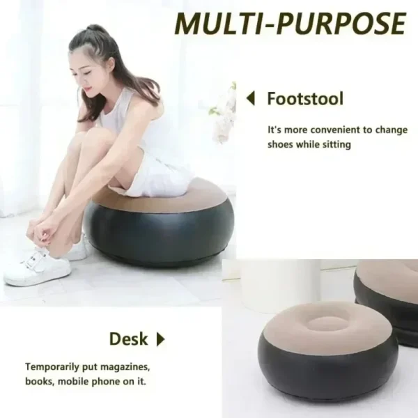 Lazy Sofa Inflatable PVC Flocking Foldable Recliner Outdoor Convenient Lying Chair with Footstool Plush Sofa Beach Park Air Bed - Image 4
