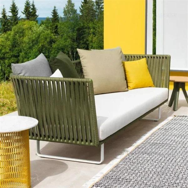 Living Room Balcony Leisure Sofa Outdoor Courtyard Home Furniture Back Armchair Sunscreen Waterproof Homestay Rattan Chair - Image 2