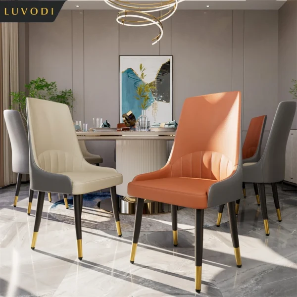 LUVODI 2PCS Dining Room Chairs with Arms Microfiber Leather Upholstered with Wide Cushion Seat Leisure Side Chairs - Image 2
