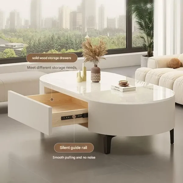 Modern Simple Coffee Table Living Room Floor Cheap Oval Organizer Side Table Funky Necklace Relaxing Couchtisch Trendy Furniture - Image 4