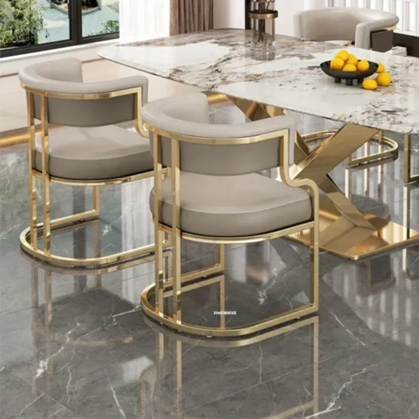 Italian golden Dining Chairs wrought Iron Backrest Armchair Kitchen Modern Dining Room Furniture Home Bedroom Salon Makeup Chair