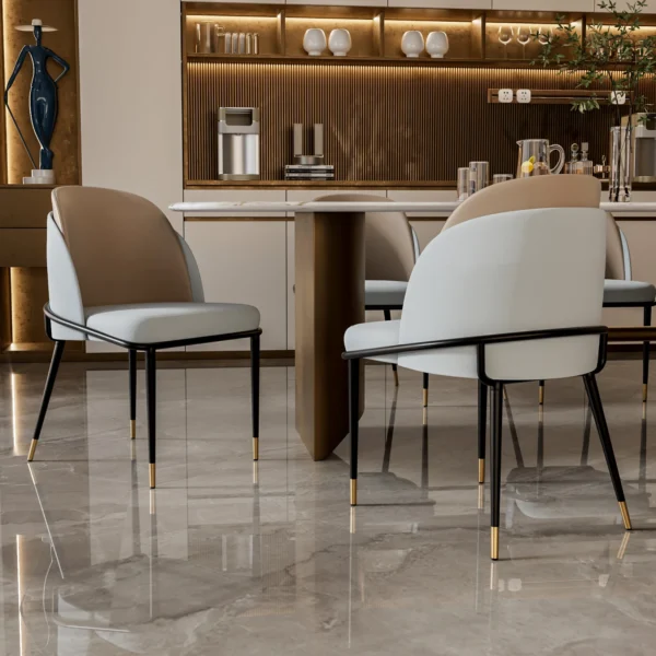 Luxurious Upholstered Dining Room Chairs Set, Microfiber Silicone Leather, 2 Colors, Kitchen Chairs - Image 3