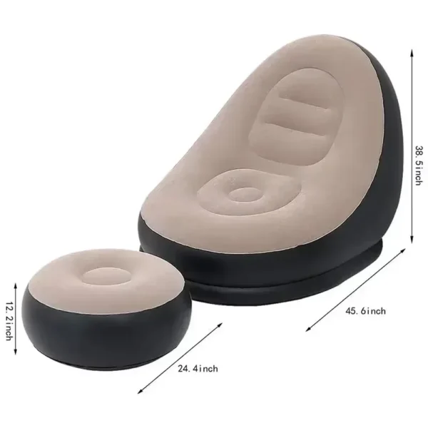 Lazy Sofa Inflatable PVC Flocking Foldable Recliner Outdoor Convenient Lying Chair with Footstool Plush Sofa Beach Park Air Bed - Image 6
