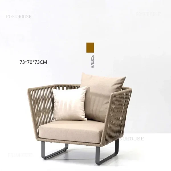 Living Room Balcony Leisure Sofa Outdoor Courtyard Home Furniture Back Armchair Sunscreen Waterproof Homestay Rattan Chair - Image 5