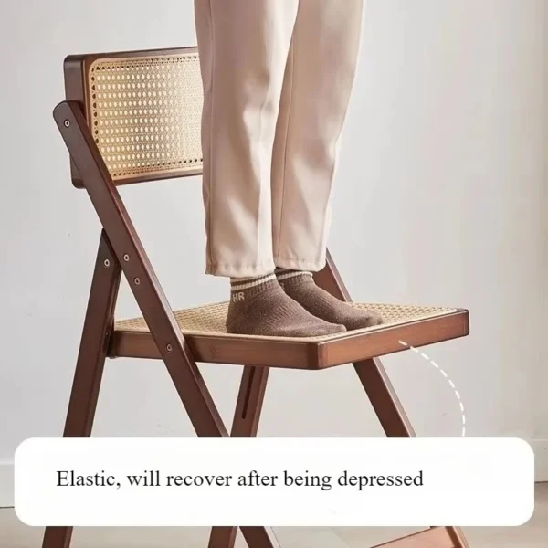 Stackable Dining Chairs Wood Folding Dining Room Chair Woven Seat Kitchen Balcony Furniture Sillas Para Comedor Patio Chair - Image 4