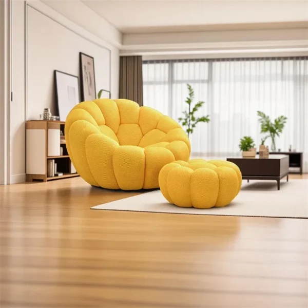 Single Seat Designer Pumpkin Lazy Sofa Balcony and Bedroom Can Lie Down and Recline Italian Minimalist Rochburg Football Sofa - Image 2