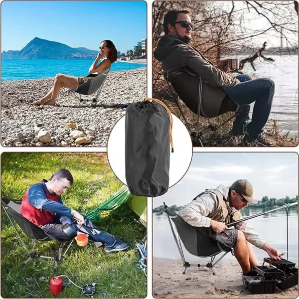 Ultra-light portable folding ground beach chair net seat summer hiking backpack hiking chair - Image 2