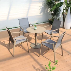 Outdoor Patio Furniture Set - Waterproof Aluminum Table with Stylish Woven Chairs for Cafe & Teahouse Outdoor Patio Furniture