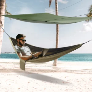Hammock for Backpacking and Travel Camping Hammock Army Green with Mosquito Net Tent and Rain Fly Tarp