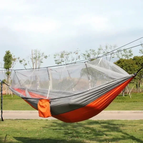 Outdoor Camping Double Hammock Swing Garden Travel Portable Anti-rollover Mosquito Net Hammock Parachute Fabric Rocking Chair - Image 2