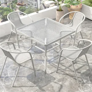 Modern Garden Balcony Leisure Table Simple Patio Furniture Outdoor Folding Table and Chairs Backrest Chair Glass Coffee Table
