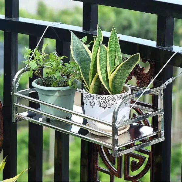 Stainless Steel Flower Stand for Balcony Outdoor Hanging Planter Shelf Window Rail Plant Holder Multi-Tier Succulent Organizer - Image 4