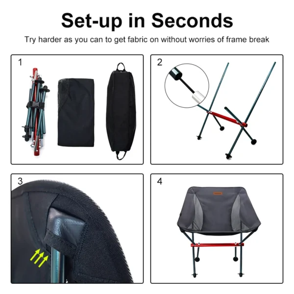 PACOONE Outdoor Portable Camping Chair Oxford Cloth Folding Lengthen Seat for Fishing BBQ Picnic Beach Ultralight Chairs New - Image 5