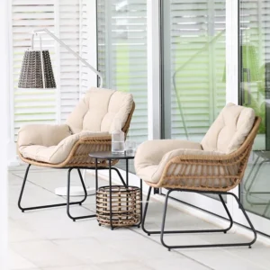 Leisure Rattan Garden Furniture Sets Nordic Table and Chair Three-piece Set Home Outdoor Patio Coffee Table Combination BalconyN