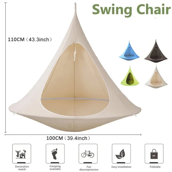 Outdoor Waterproof hammock Double Cacoon Hanging Chair Weight Capacity 80KG Outdoor and Indoor Use - Hanging Kit hanging tent - Image 2
