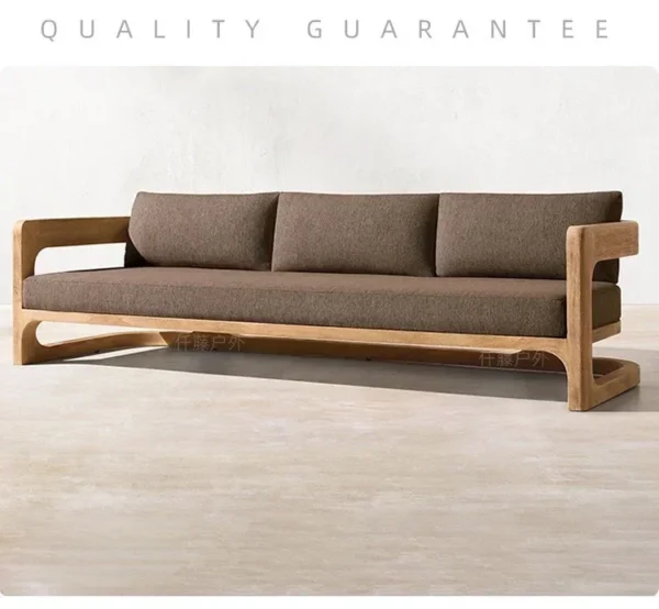 Outdoor leisure teak garden sofa combination teak balcony Nordic outdoor vintage log furniture - Image 2